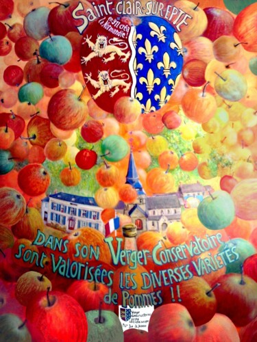 Schilderij getiteld "Présente pommes Ver…" door Applestrophe, Origineel Kunstwerk, Acryl