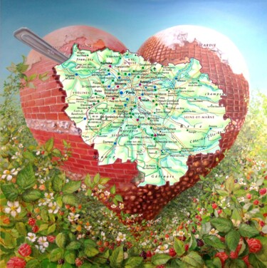 Malerei mit dem Titel "En cœur, carte de L…" von Applestrophe, Original-Kunstwerk, Acryl