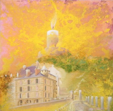 Malerei mit dem Titel "Château et donjon d…" von Applestrophe, Original-Kunstwerk, Acryl
