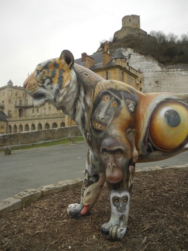 Malerei mit dem Titel "Tigre Zoo d'Amnévil…" von Applestrophe, Original-Kunstwerk, Acryl
