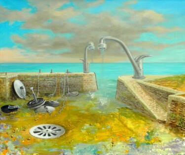 Schilderij getiteld "Port Lay Ile de Gro…" door Applestrophe, Origineel Kunstwerk, Acryl