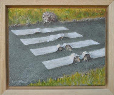 Painting titled "Famille hérisson -…" by Applestrophe, Original Artwork, Acrylic