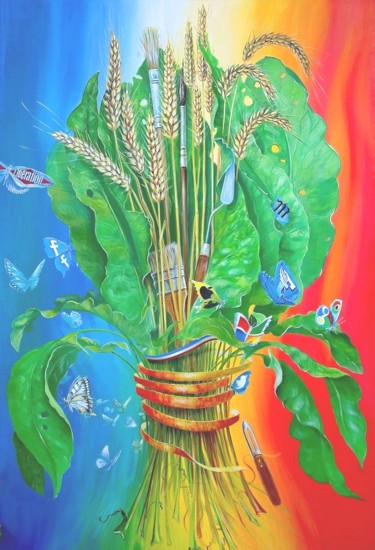 Peinture intitulée "Bouquet d'oseille a…" par Applestrophe, Œuvre d'art originale, Autre