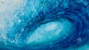 Pintura intitulada "Waves -1" por Aprajita Lal, Obras de arte originais, Aquarela