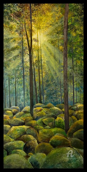 Malerei mit dem Titel "Luminous Wilderness" von Aprajita Lal, Original-Kunstwerk, Acryl Auf Keilrahmen aus Holz montiert