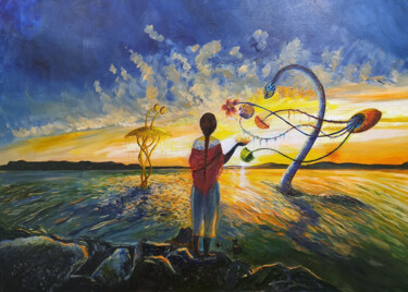 Malerei mit dem Titel "The Friends Coming…" von Nadezhda Wenzel, Original-Kunstwerk, Öl