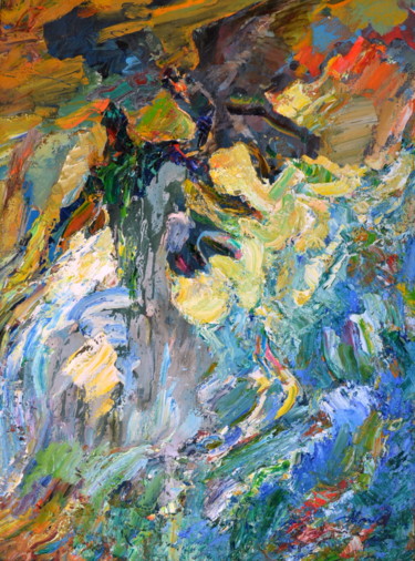 Painting titled "FLOOD \ Над стихией." by Aharon Aaron April April, Original Artwork, Oil Mounted on Wood Stretcher frame
