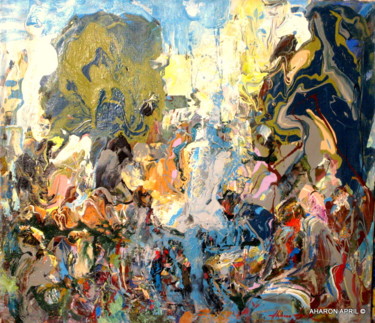 Painting titled "ANXIOUS SHABBAT \ Т…" by Aharon Aaron April April, Original Artwork, Oil Mounted on Wood Stretcher frame