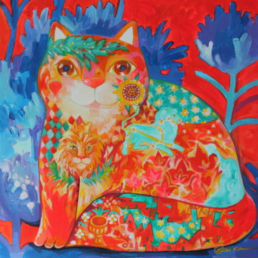 LION /Astrologie Schilderij getiteld "LION /Astrologie" door Oxana Zaika, Origineel Kunstwerk, Acryl