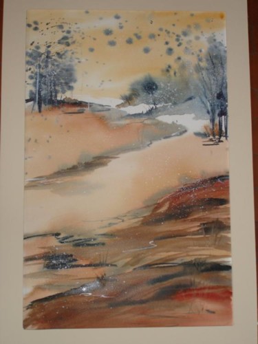 Painting titled "pluie d'hiver" by Aquarellafabienne, Original Artwork, Other