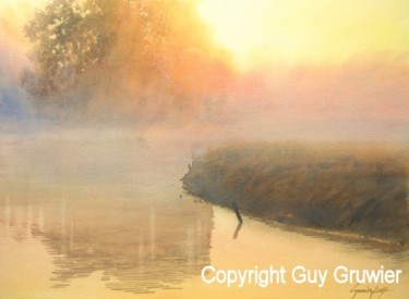 Painting titled "The golden river" by Guy Gruwier, Original Artwork