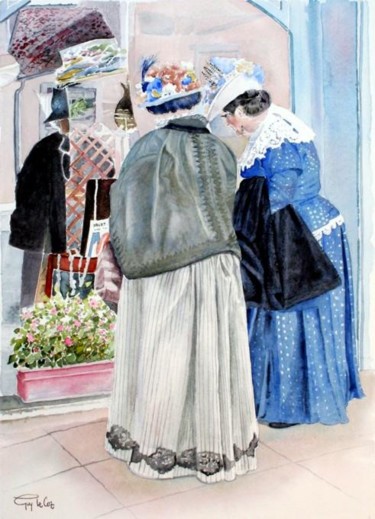 Painting titled "La vitrine" by Guy Le Coz, Original Artwork