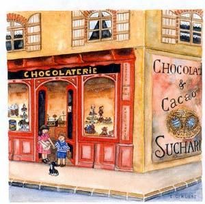 Gravures & estampes intitulée "chocolaterie" par Isabelle Ruest, Œuvre d'art originale, Gravure