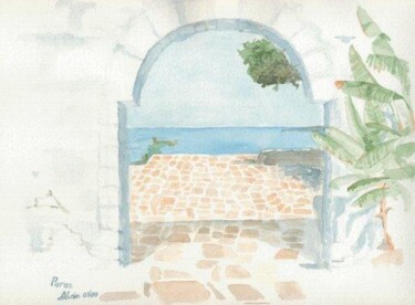 Malerei mit dem Titel "0003 PorteParos" von Aquarelles-Alain, Original-Kunstwerk, Öl