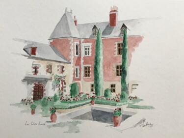 Malerei mit dem Titel "0808 Le Clos Luc" von Aquarelles-Alain, Original-Kunstwerk, Aquarell