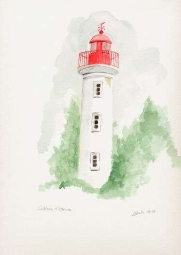 Painting titled "0505 Château d'Olér…" by Aquarelles-Alain, Original Artwork, Watercolor