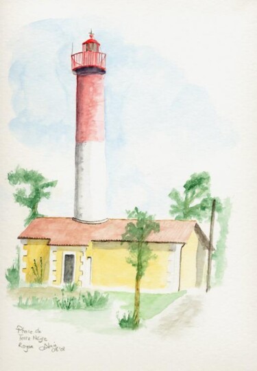 Schilderij getiteld "0608 Phare de Terre…" door Aquarelles-Alain, Origineel Kunstwerk, Olie