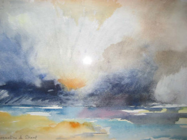 Painting titled "Coucher de Soleil" by Jacqueline De Streel, Original Artwork