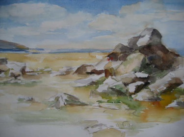 Painting titled "Plage de Roscoff, B…" by Jacqueline De Streel, Original Artwork