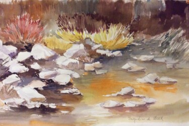 Peinture intitulée "Ruisseau" par Jacqueline De Streel, Œuvre d'art originale, Aquarelle