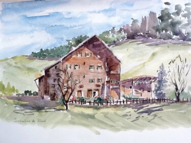 Painting titled "Gstaad, Suisse" by Jacqueline De Streel, Original Artwork, Watercolor