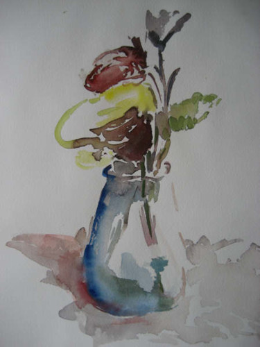 Painting titled "Vase" by Jacqueline De Streel, Original Artwork