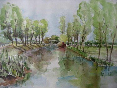 Картина под названием "Canal à Sluis  NL" - Jacqueline De Streel, Подлинное произведение искусства