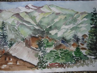 Painting titled "Verbier,  Suisse" by Jacqueline De Streel, Original Artwork