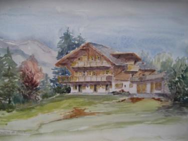 Painting titled "Gstaad  -  Suisse" by Jacqueline De Streel, Original Artwork