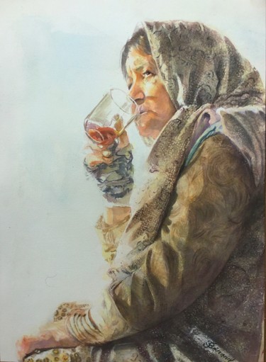 Pintura titulada "Femme d’Iran" por Joël Bérard, Obra de arte original, Acuarela