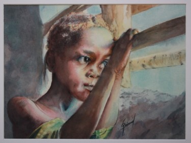 Painting titled "Petite du sud Soudan" by Joël Bérard, Original Artwork, Watercolor