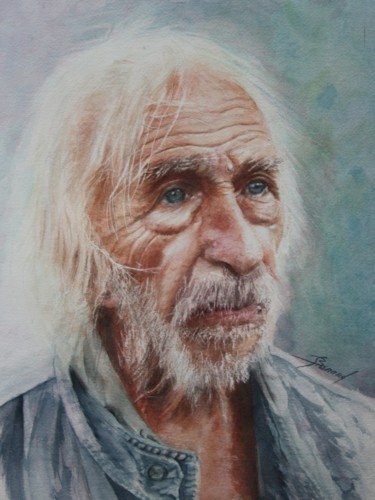 Painting titled "Pierre Richard." by Joël Bérard, Original Artwork, Watercolor