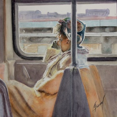 Peinture intitulée "Métro us" par Joël Bérard, Œuvre d'art originale, Aquarelle