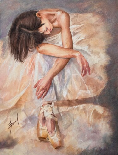 Painting titled "Ballerines" by Joël Bérard, Original Artwork, Watercolor