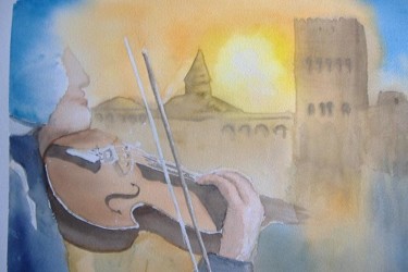 Peinture intitulée "musique_a_la_alhamb…" par Paco Cabrera, Œuvre d'art originale