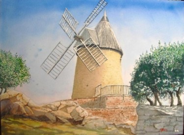 Peinture intitulée "Moulin d Collioure" par Paco Cabrera, Œuvre d'art originale