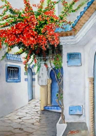 Peinture intitulée "sidi bousaid tunisie" par Paco Cabrera, Œuvre d'art originale