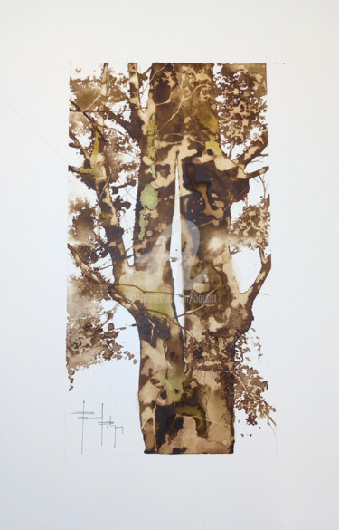 Peinture intitulée "les arbres serie A…" par Pascal Pihen, Œuvre d'art originale, Aquarelle Monté sur Autre panneau rigide