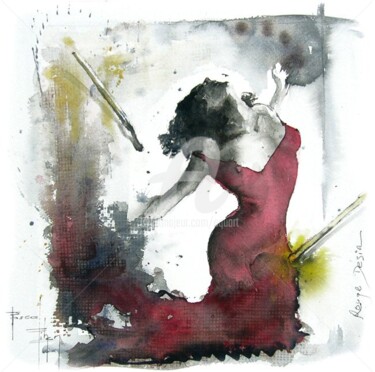 Painting titled "ROUGE DESIR" by Pascal Pihen, Original Artwork, Oil