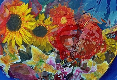 Photographie intitulée "fleurs et  foulard" par Aquartistiq, Œuvre d'art originale, Photographie numérique