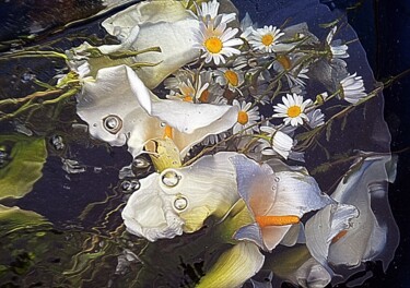 Photographie intitulée "marguerites et arums" par Aquartistiq, Œuvre d'art originale, Photographie numérique