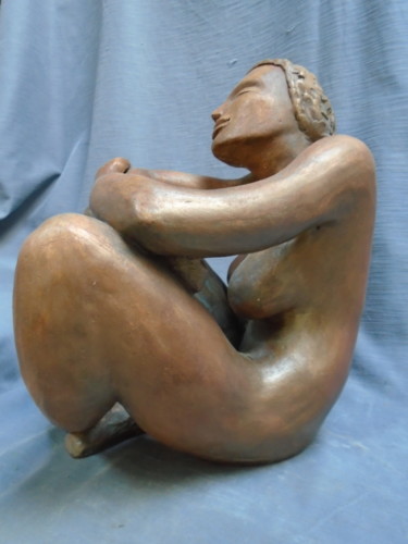 Sculpture titled ""Pensive"" by Marie Ruiz, Original Artwork, Ceramics