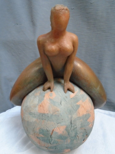 Sculpture titled "A saute-mouton, ter…" by Marie Ruiz, Original Artwork, Ceramics