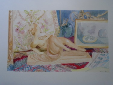 Peinture intitulée "Vitrine d'antiquair…" par Marie Ruiz, Œuvre d'art originale, Aquarelle