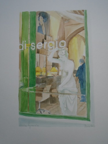Peinture intitulée "Di Sergio ,vitrine…" par Marie Ruiz, Œuvre d'art originale, Aquarelle