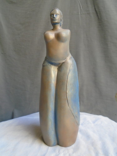 Sculpture titled "Femme buste drapée…" by Marie Ruiz, Original Artwork, Ceramics