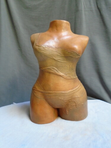 Buste drapé terre cuite patinée Sculpture intitulée "Buste drapé terre c…" par Marie Ruiz, Œuvre d'art originale, Céramique