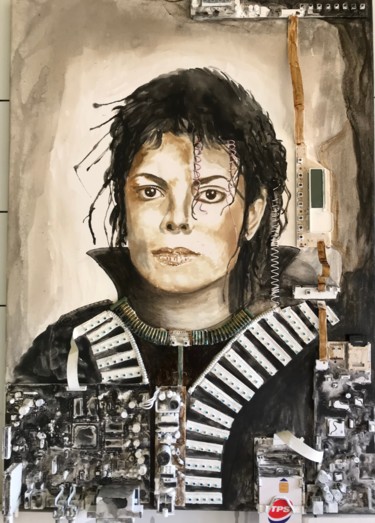 Painting titled "Michael Jakson" by Aquilino, Original Artwork, Acrylic