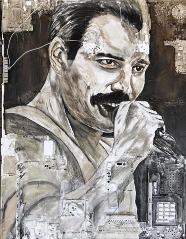 Painting titled "Freddie Mercury" by Aquilino, Original Artwork, Acrylic