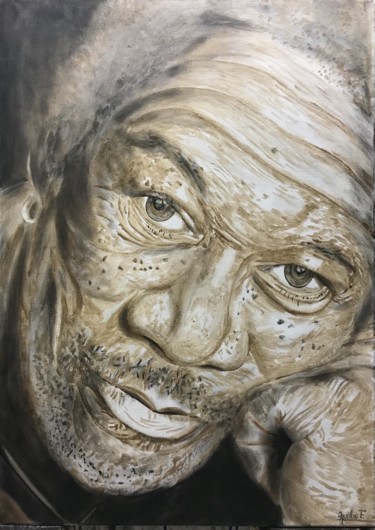 Pittura intitolato "#Morgan Freeman pin…" da Aquilino, Opera d'arte originale, Acquarello